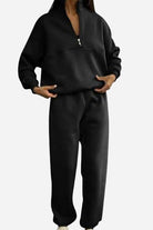 Black Classic Airplane Set two-piece tracksuit with pullover and joggers on model