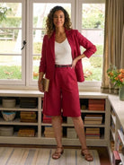 Two-piece blazer and high-waisted shorts set for a polished, stylish look
