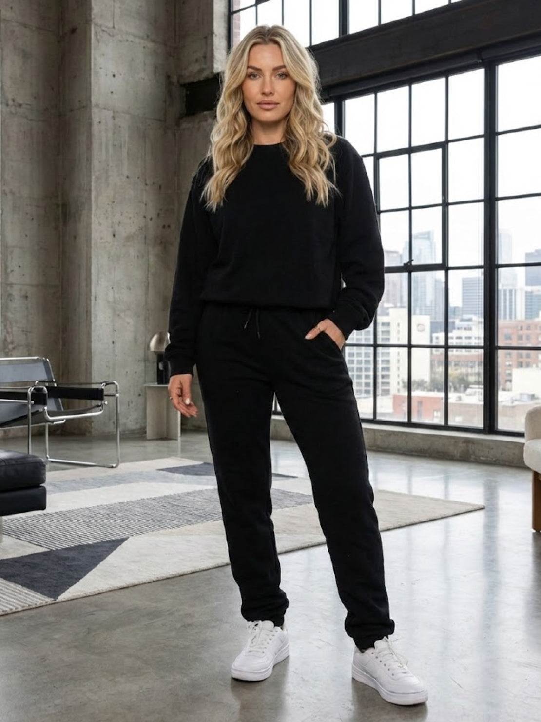 Classic Comfort Athleisure Set in stretchy, wrinkle-resistant fabric for versatile women's activewear