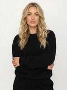 Classic Comfort Athleisure Set in stretchy, wrinkle-resistant polyester-spandex fabric for women