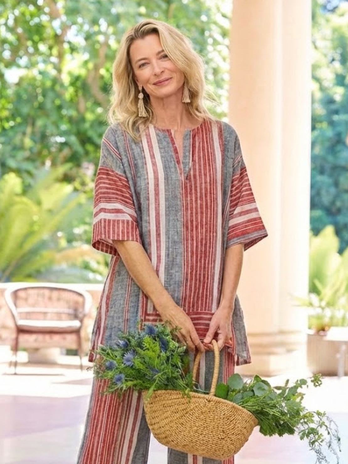 Coastal Comfort Linen two-piece set with lace details and breathable fabric