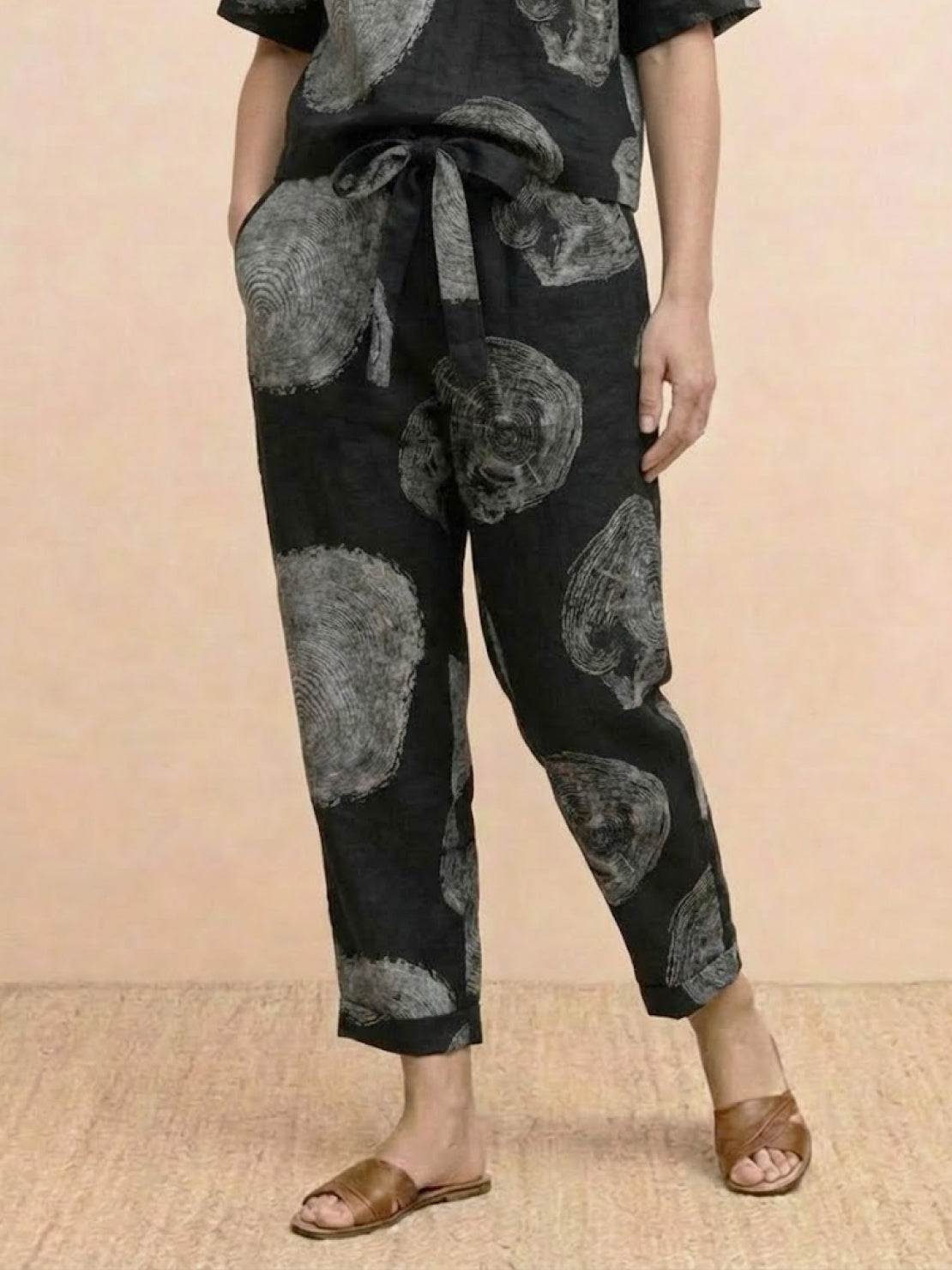 Cotton-linen blend monochrome two-piece set with breathable, soft fabric and relaxed fit