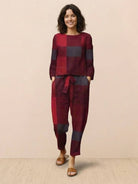 Cotton-linen monochrome minimalist women's relaxed longline top and wide-leg pants set