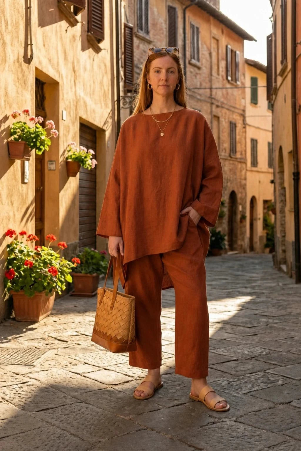 Everyday fashion loose-fit two-piece matching set in breathable fabric for casual comfort and style