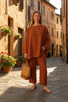 Everyday fashion loose-fit two-piece matching set in breathable fabric for casual comfort and style