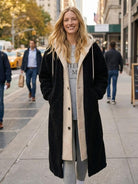 Everyday wear oversized sherpa long coat with cozy lining and flattering silhouette