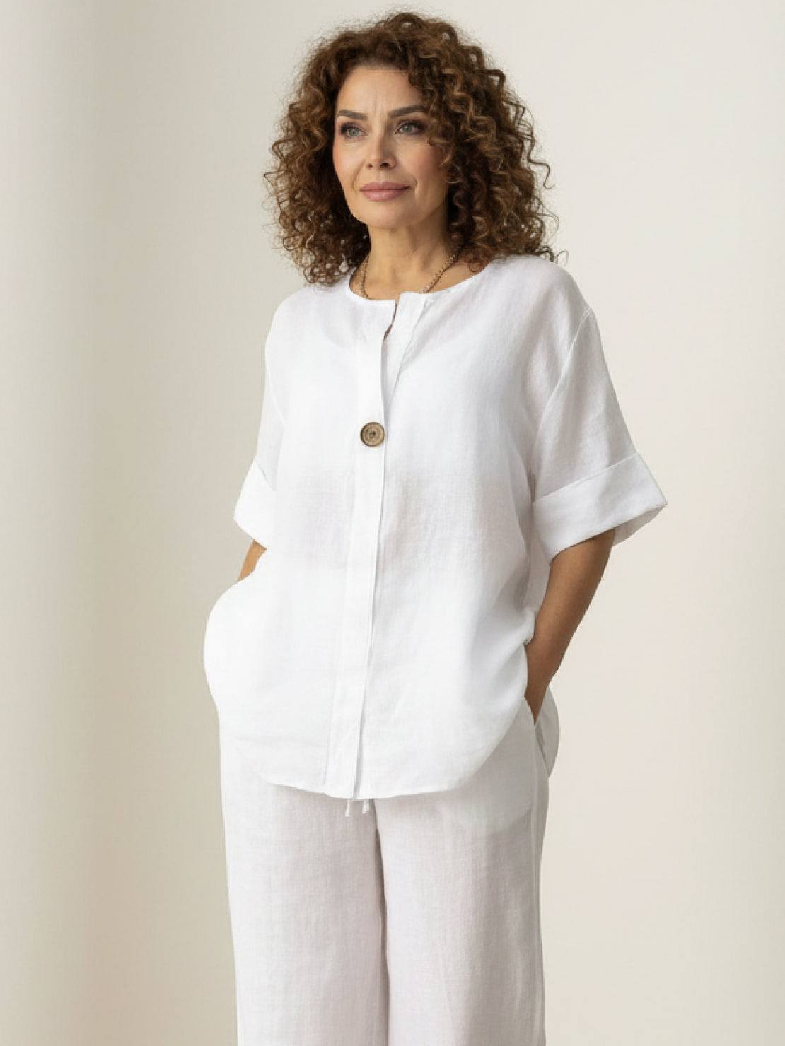 Pure Linen Two-Piece casual comfort set made of breathable linen fabric