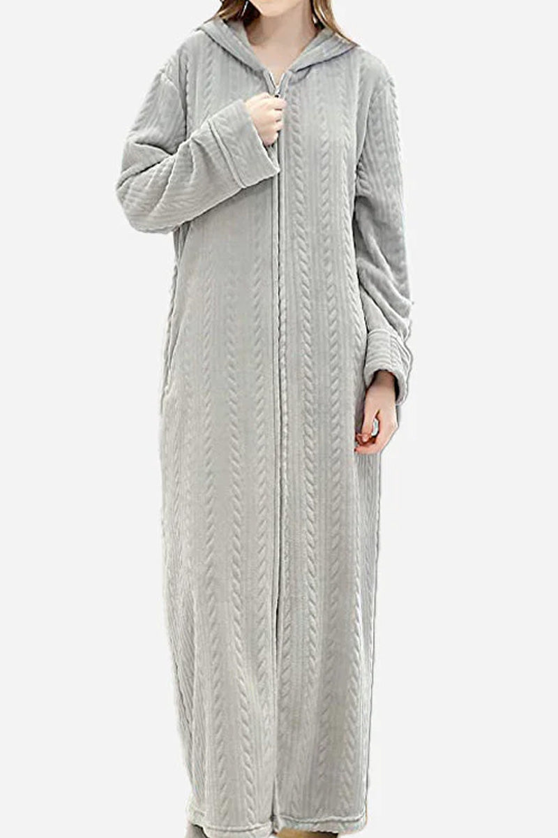 Stylish Flannel Hooded Nightgown