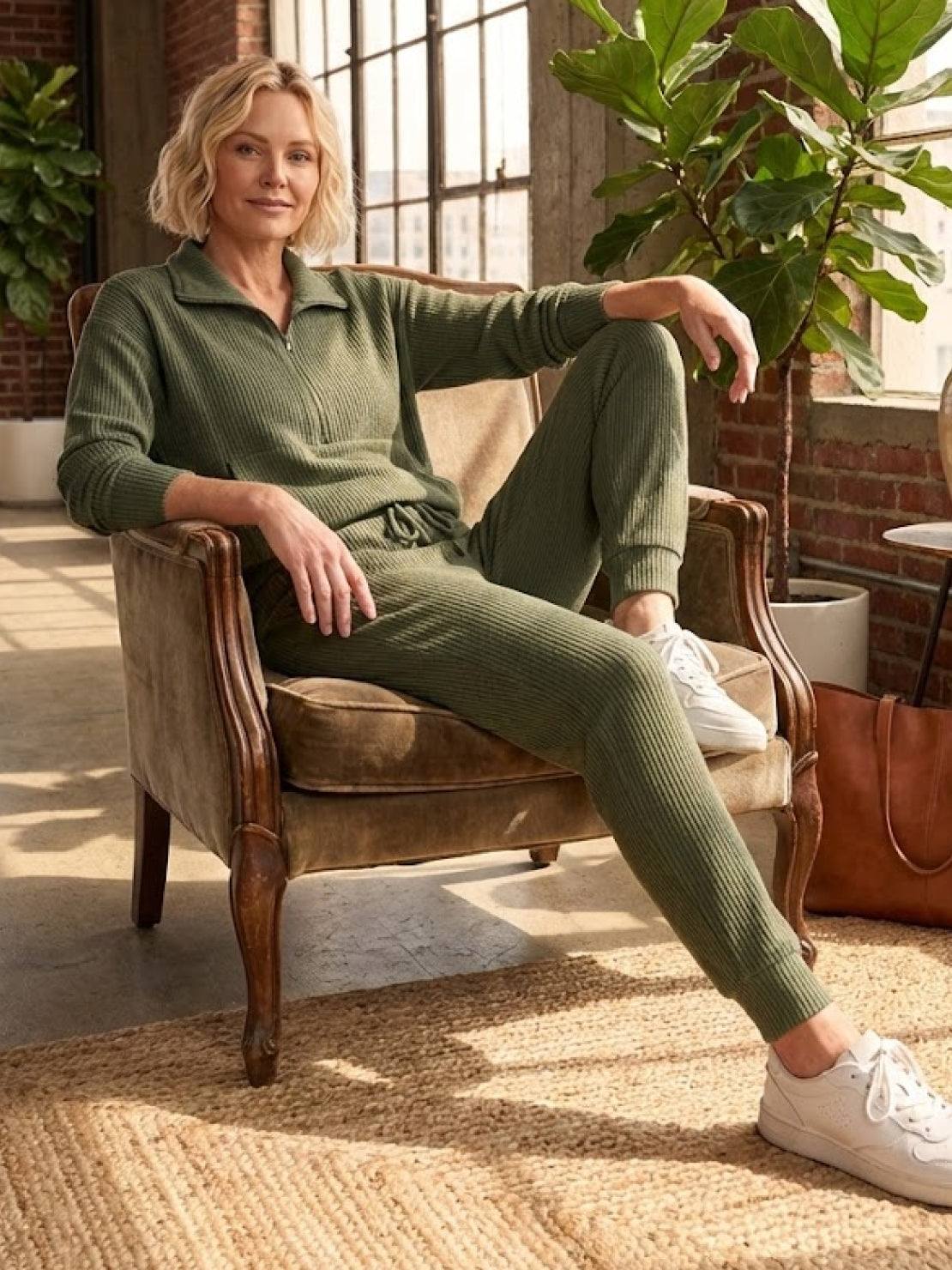 Unisex half-zip pullover and matching sweatpants set in soft polyester fabric for relaxed fit and everyday comfort