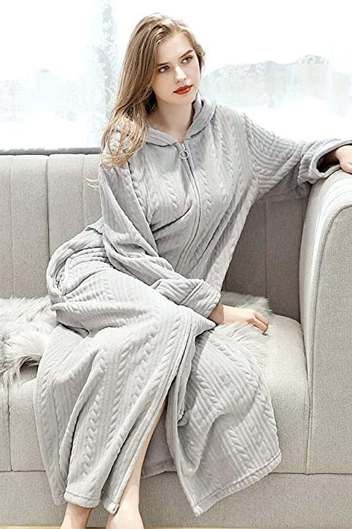 Stylish Flannel Hooded Nightgown