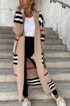 Cozy Striped Long Knitted Cardigan
