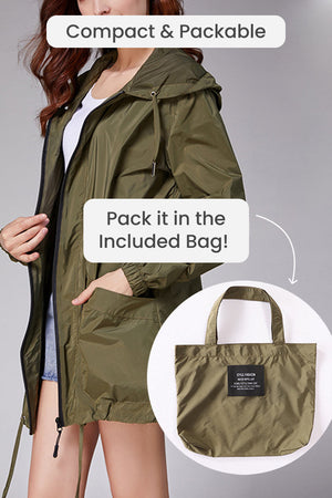 Travel Ready Outdoor Raincoat Windbreaker with Bag